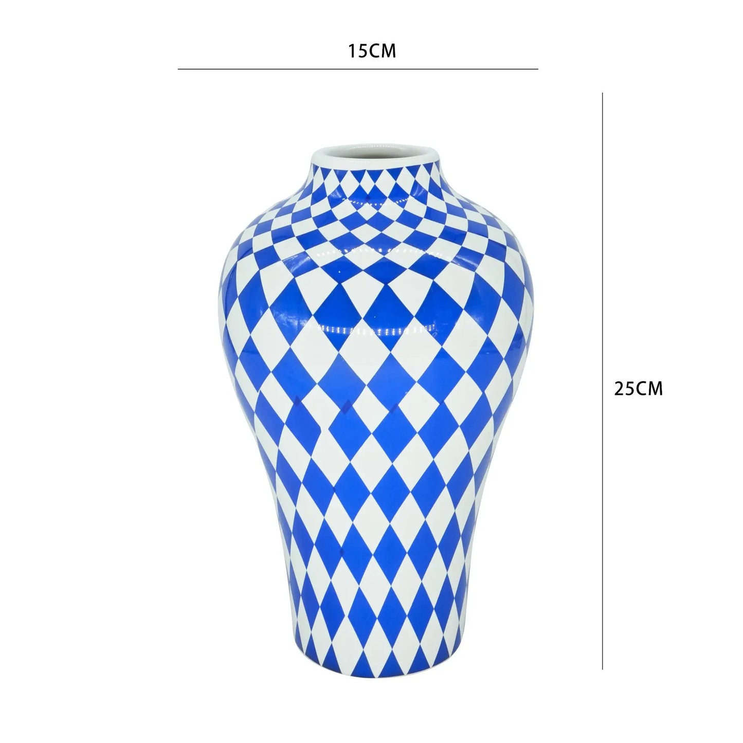 Blue and White Patterned Vase Ceramic Large