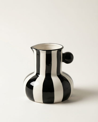 Striped Ceramic Bulbous Vase