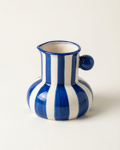 Striped Ceramic Bulbous Vase