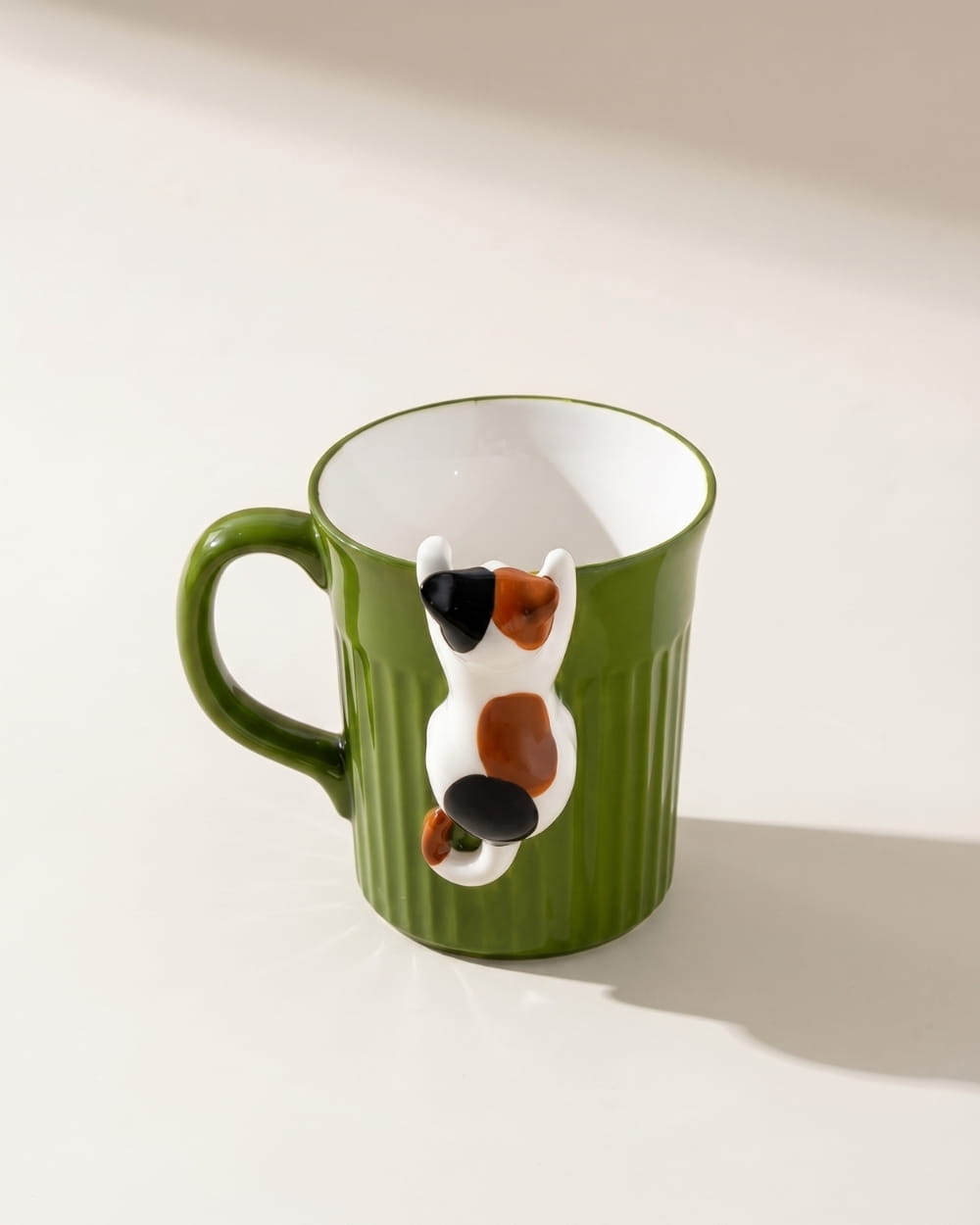 Cat Hanging On Ceramic Mugs