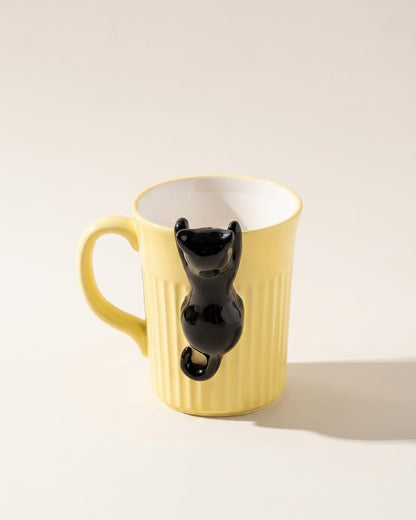 Cat Hanging On Ceramic Mugs