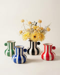 Striped Ceramic Bulbous Vase