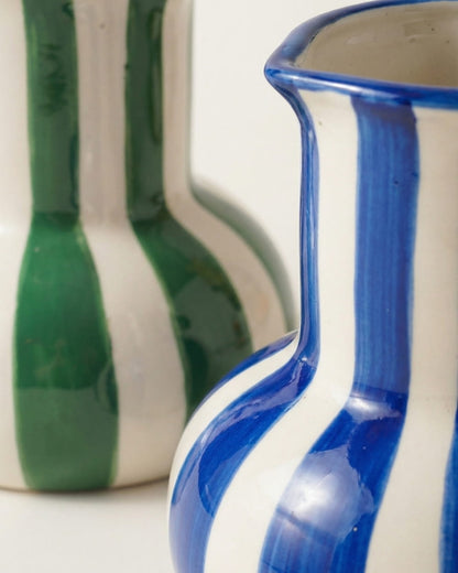 Striped Ceramic Bulbous Vase
