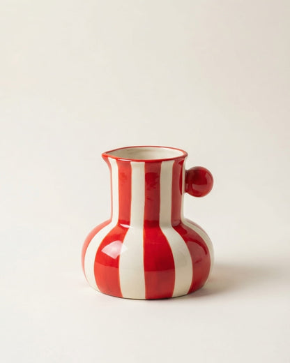 Striped Ceramic Bulbous Vase